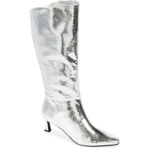 Steve Madden Women's Newlyn knee High Boots Silver Metallic Size 7 - Picture 1 of 10